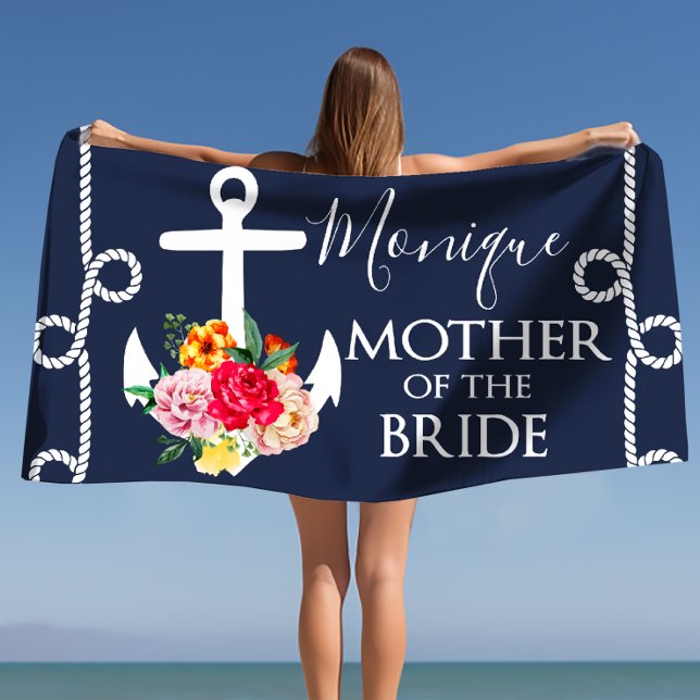 Toalha De Praia Mãe da Noiva Praia Personalizada de Casamento (Mother of the Bride Personalized Wedding Beach Beach Towel)