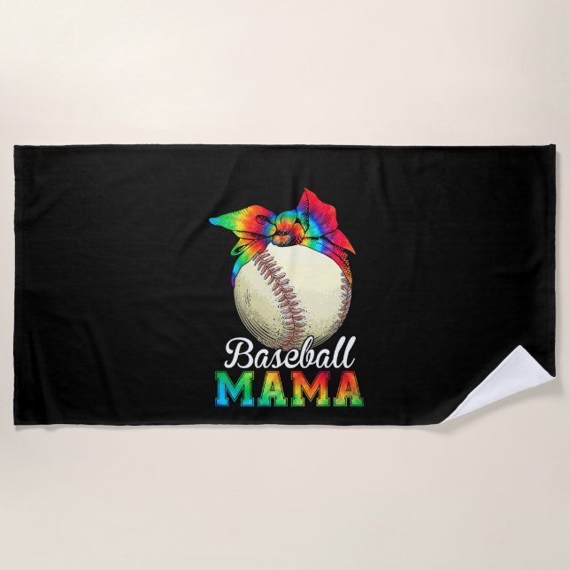 Toalha De Praia Mãe de Baseball Aniversário (Frente)