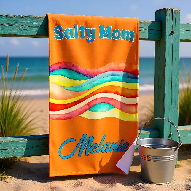 Toalha De Praia Mãe Salgada Vibes de Verão Costeiro (Criador carregado)