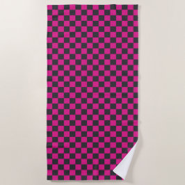 Toalha De Praia Magenta and smoke checkerboard pattern