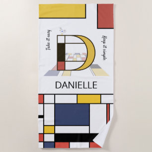 Toalha De Praia Magnífico Neoplasticismo Art Monograma. Letra D