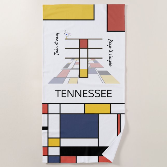 Toalha De Praia Magnífico Neoplasticismo Art Monograma. Letra T (Frente)