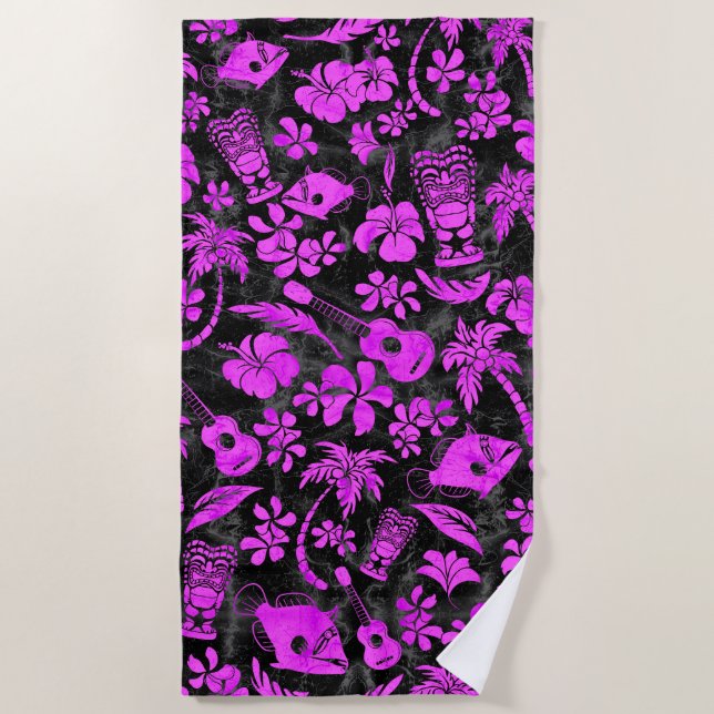 Toalha De Praia Makapuu Beach Hawaik Batik Black and Pink (Frente)