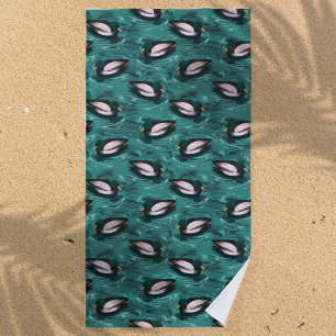 Toalha De Praia Mallards Nadando no Padrão de Água