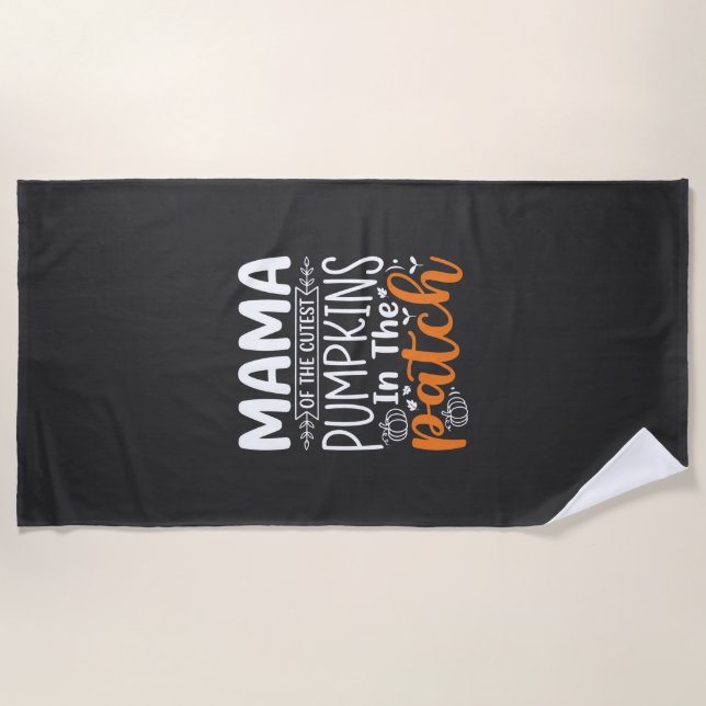 Toalha De Praia Mama Pumpkins Patch Design de Halloween_1 (Frente)
