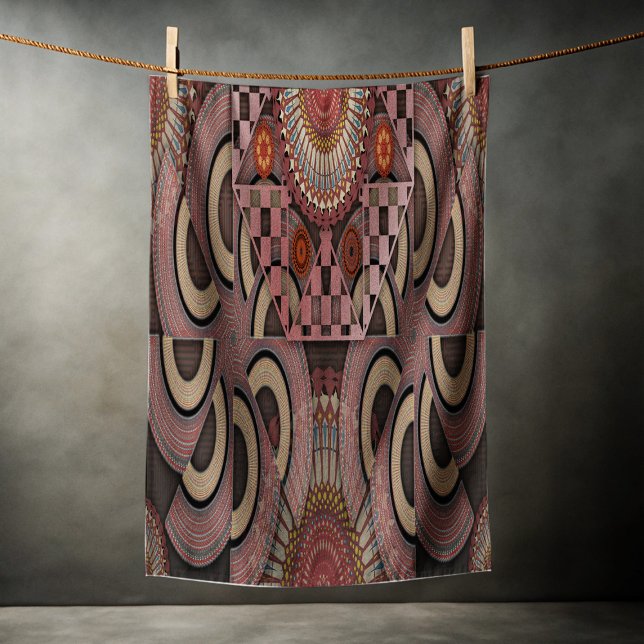 Toalha De Praia Mandala de semicírculo étnico com moldura mais sol (Criador carregado)