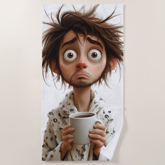 Toalha De Praia Manhã Madness: Café Primeiro, Perguntas Depois (Frente)