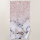 Toalha De Praia Mânre de Mármore Dourado brilhante Rosa<br><div class="desc">Este padrão elegante e feminino é perfeito para a mulher moderna. Ele apresenta brilho rosa dourado cintilante impresso por cima de um preto e com padrão de mármore no estilo de um gradiente ombre. É a moda, legal, chica, luxo e na moda. ***NOTA DE DESIGN IMPORTANTE: Para qualquer solicitação de...</div>