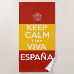 Toalha De Praia Mantenha a Calma e que viva a Espanha