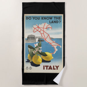 Toalha De Praia Mapa de Italia das viagens vintage com limões