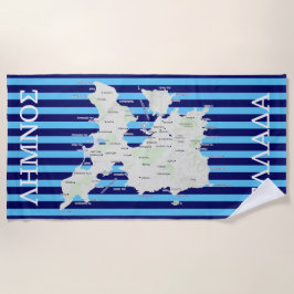 Toalha De Praia Mapa de limões em grego