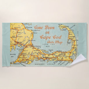 Toalha De Praia Mapa de Vintage do Cabo Azul