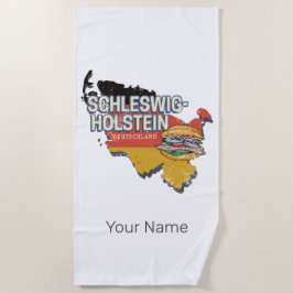 Toalha De Praia Mapa do Estado Federal de Schleswig-Holstein Alema