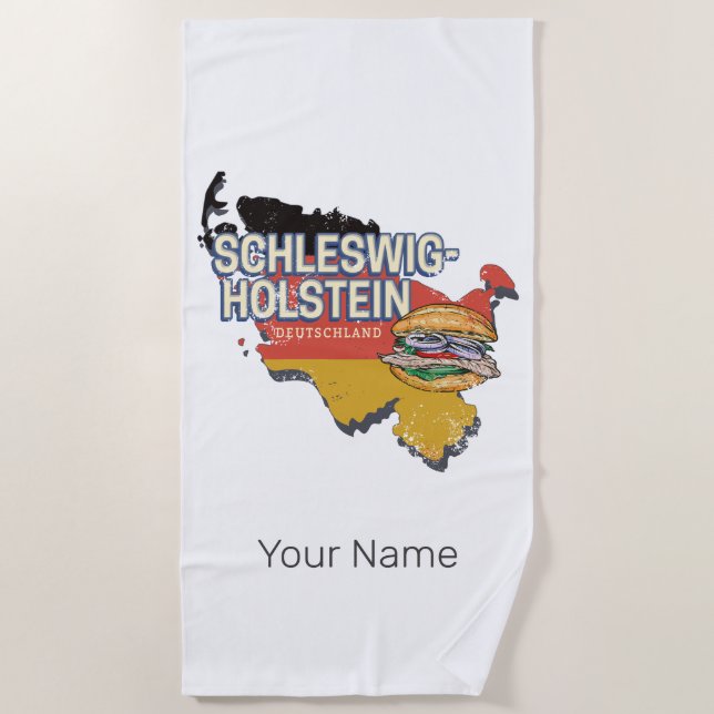 Toalha De Praia Mapa do Estado Federal de Schleswig-Holstein Alema (Frente)
