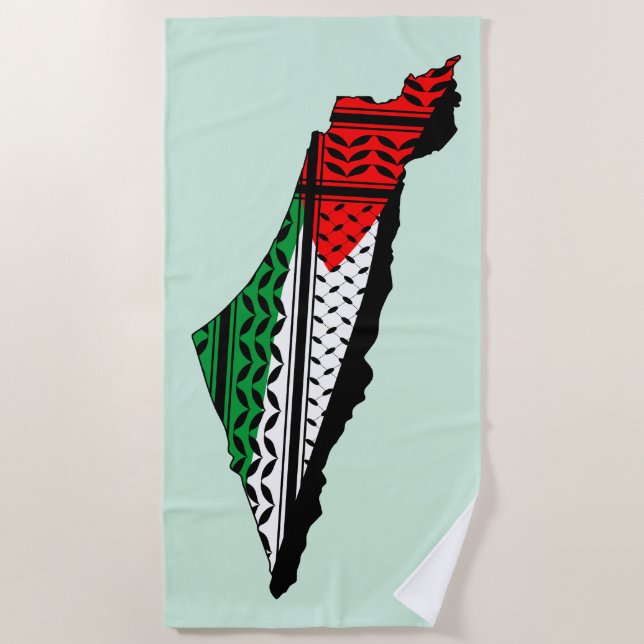 Toalha De Praia Mapa Palestino que Bandeira e Padrão Keffiyeg (Frente)
