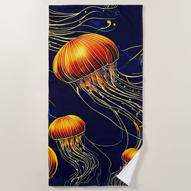 Toalha De Praia Mar de medusa brilhante (Frente)