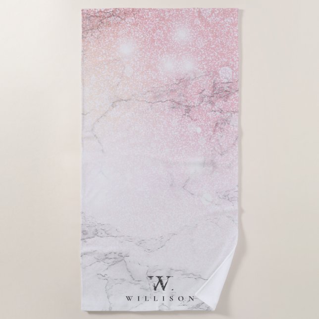 Toalha De Praia Marble Glitter Personalizado (Frente)