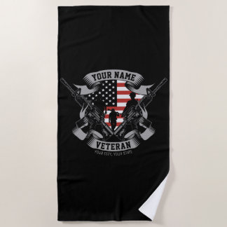 Toalha De Praia Marca Personalizada Americana Veterana Orgulhosa V