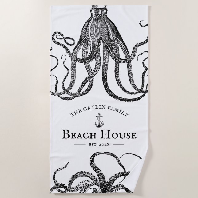 Toalha De Praia Marés em Tentáculos | Octopus Themed Beach House (Frente)
