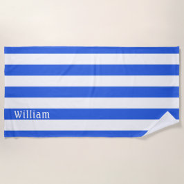 Toalha De Praia Marinho azul branco | Bandas de Cabana Personaliza