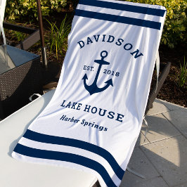 Toalha De Praia Marinho Azul - Casa da Família Personalizada