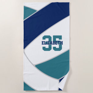 Toalha De Praia marinho azul ou suas cores personalizadas de volei