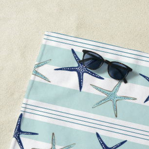 Toalha De Praia Marinho Azul, Turquesa Estrelado, Peixe Escorado M