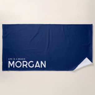 Toalha De Praia Marinho Blue Personalizado Slogan Beach Towel