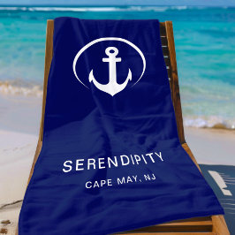 Toalha De Praia Marinho de Anchor de Barco Moderno Azul