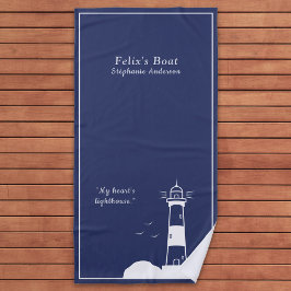 Toalha De Praia Marinho de farol azul