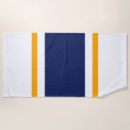 Toalha De Praia Marinho desportivo Azul, Amarelo-Amarelo, faixas