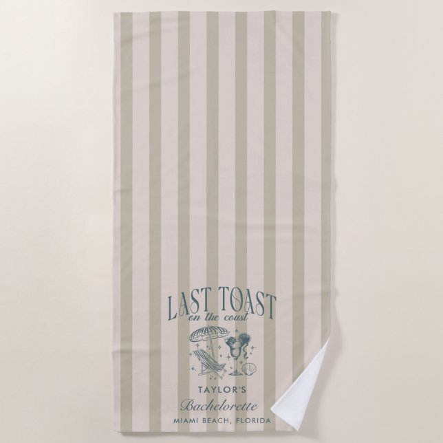 Toalha De Praia Marinho do Coquetel da Bachelorette Costeira (Frente)