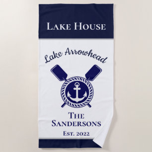 Toalha De Praia Marinho Moderno - Azul - Lago House