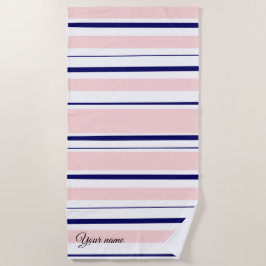Toalha De Praia marinho rosa e azul personalizado