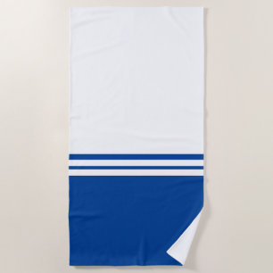 Toalha De Praia Marinho White Color Block Background Racing Stripe