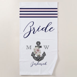 Toalha De Praia Marinhos De Ângulo Floral De Casamento Náutico