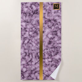 Toalha De Praia Mármaco branco monograma, legante, Dourado