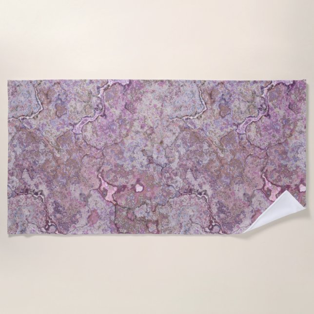 Toalha De Praia Mármore rosa e roxo (Frente)