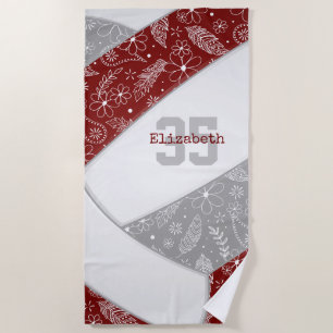 Toalha De Praia maroon cinza boho floral salão