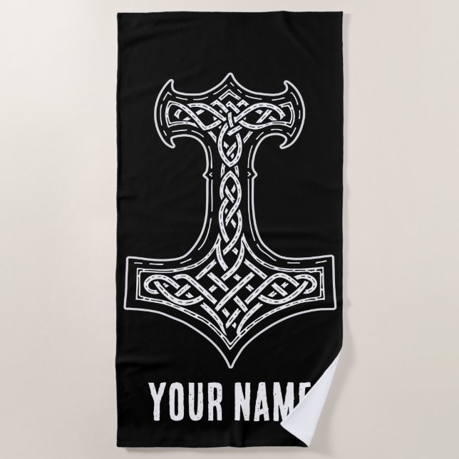 Toalha De Praia Martelo de Thor Mjolnir Nó (Frente)
