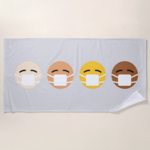 Toalha De Praia Máscara de Emoji Faces para Cima COVID