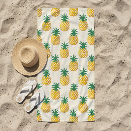 Toalha De Praia Matizes Amarelos de Ananás Dourados trópicos
