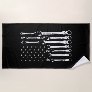 Toalha De Praia Mecânico do carro de bandeira Patriótica Americano