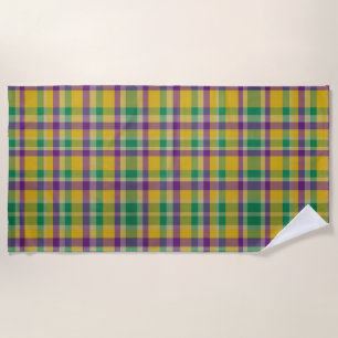 Toalha De Praia Medalha colorida Mardi Gras Gingham