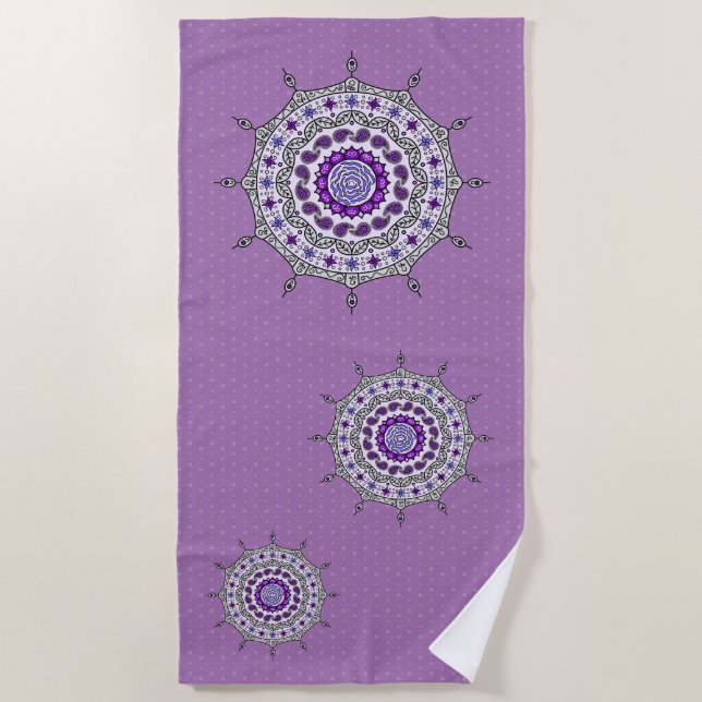Toalha De Praia Mehndi Fantasy Silver Beach Towel (Frente)