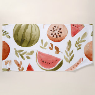 Toalha De Praia Melancia Rosa Verde Frutas Tropicais Fofas