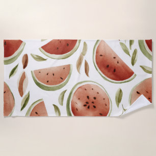 Toalha De Praia Melancia Rosa Verde Frutas Tropicais Fofas