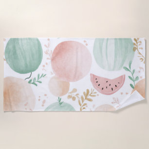 Toalha De Praia Melancia Rosa Verde Frutas Tropicais Fofas
