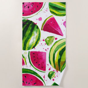 Toalha De Praia Melancia Rosa Verde Frutas Tropicais Fofas