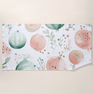 Toalha De Praia Melancia Rosa Verde Frutas Tropicais Fofas